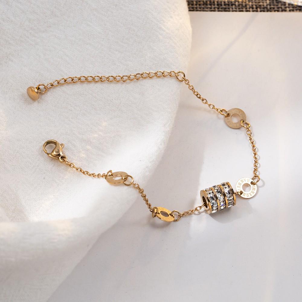 Titanium Steel Tassel Necklace with Diamond Inlay and Shiny Slim Waist Design for Women