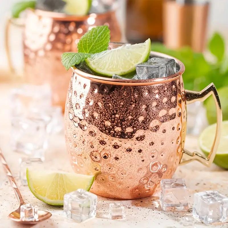 2Pcs New Cocktail Wine Cup Moscow Mule Mug Stainless Steel Hammered 500ml Copper Plated Beer Cup Bar Drinkware