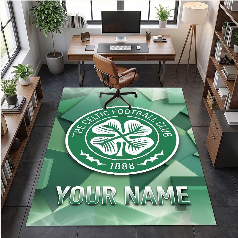 Crystal Velvet Rug Celtic FC Print Custom Name Text Floor Mat Home Decor