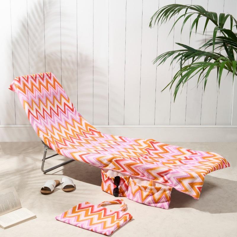 Absorbent Pool Lounge Recliner Chair Cover Beach Chair Cover Quick-drying Microfiber Beach Towel Outdoor Towel with Handbag