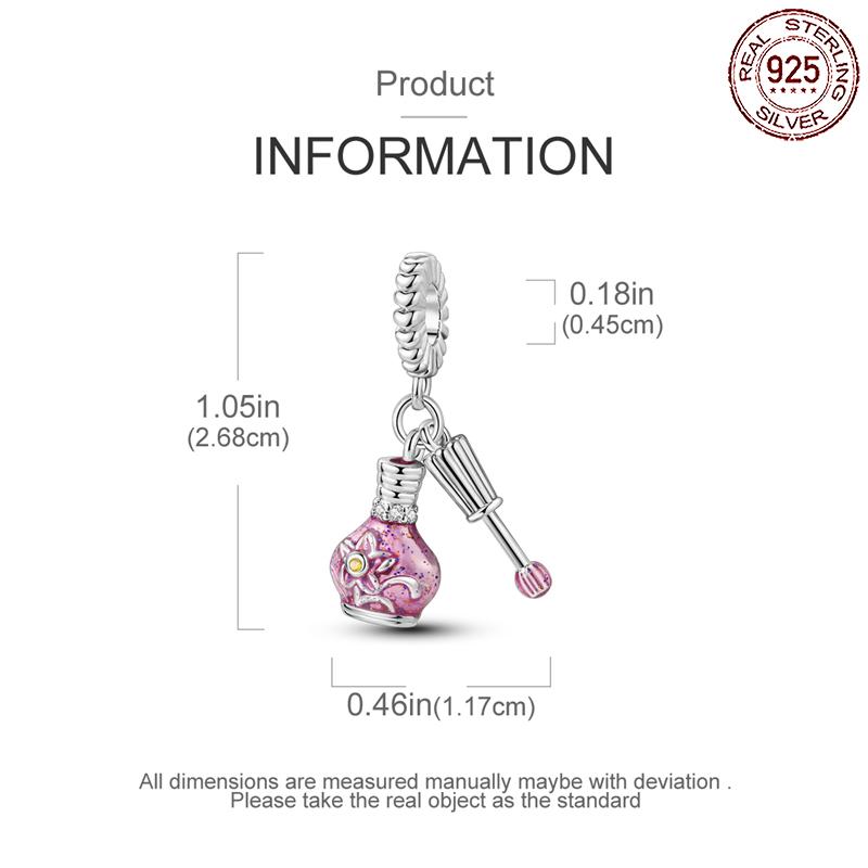 copper Flower Nail Polish Pink Pendant Charm Compatible With Authentic Pandora Charm Bead Charms Bracelets Women Do It Yourself Jewellery Gift