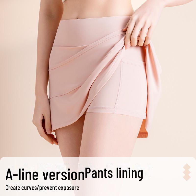 Notting Yoga Women's High Waist Pleated A-line Sport Skirt with Ice Sense Two-piece Design