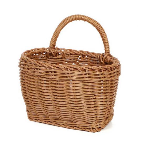 Woven Basket with Handle Rustic Storage Basket Wall Hanging Basket for Fruits Vegetables Snacks Home Farmhouse Kitchen Bathroom Bedroom Storage