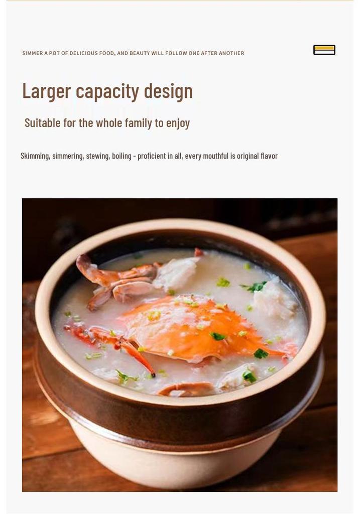 Japanese Earthenware Double-Lidded Pot for Soup, Congee, Claypot Rice - High Temp Resistant, Suitable for Gas Stoves, Dry Firing.