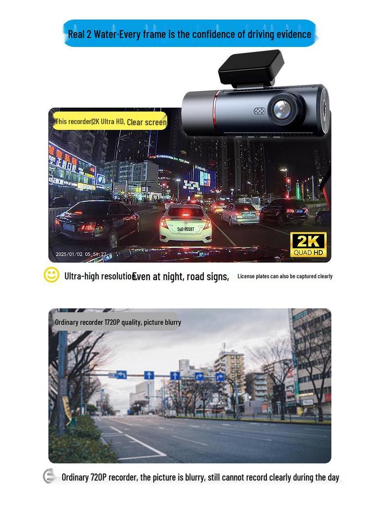 4K Triple-Lens Dash Cam with Night Vision & Built-in GPS