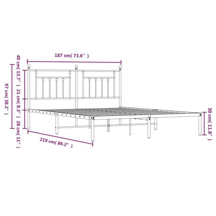 VidaXL Metal Bed Frame with White Headboard 183x213 Cm 353591