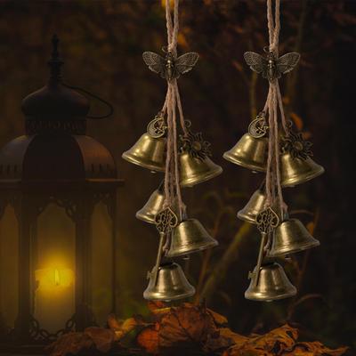 Halloween Door Knob Witch Bell Home Protection Vintage Handmade Indoor Outdoor Hanging Metal Bell Witchcraft Door Hanger Wicca Wind Chime Decoration