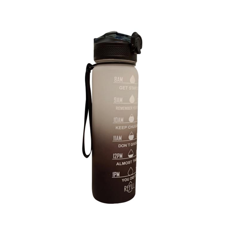 Borraccia sportiva motivazionale con cannuccia, bottiglia d'acqua con indicatore del tempo di bere, bocca larga, bottiglia sportiva a prova di perdite, materiale Tritan, senza BPA, con tracolla