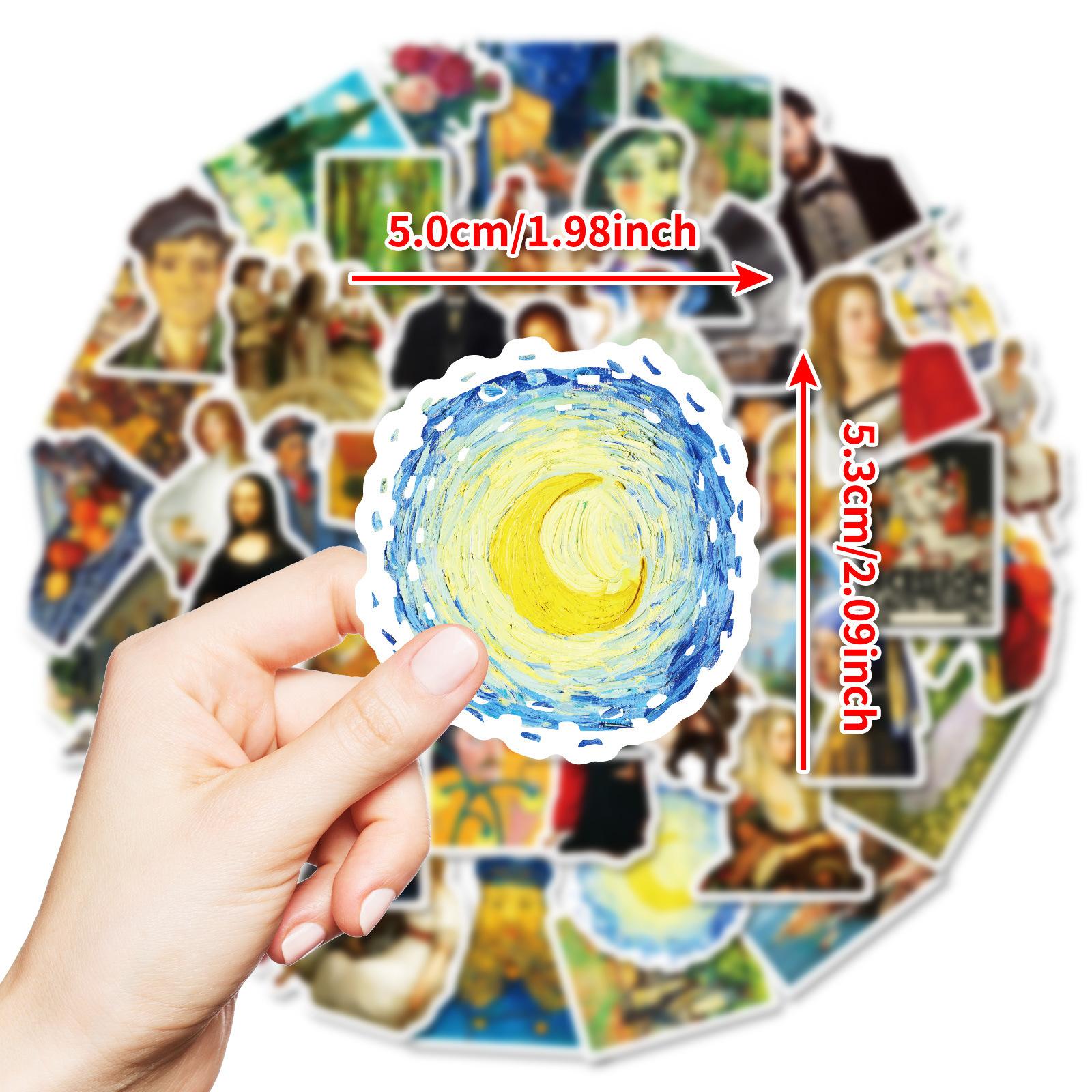 

50 Creative Famous Paintings Graffiti Decorative Stickers Vintage Oil Paintings Waterproof Stickers