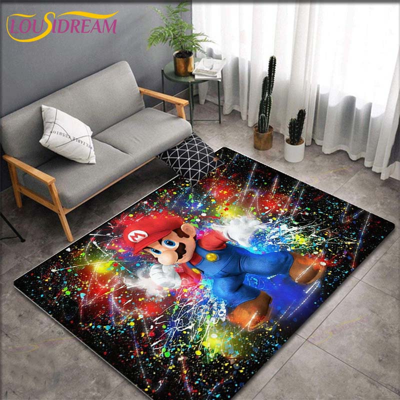 Tapetes com Padrão Anime Mario Bros para Sala de Estar Tapete de Área Antiderrapante Tapetes para Quarto de Crianças Tapete de Yoga Tapete Grande Decoração