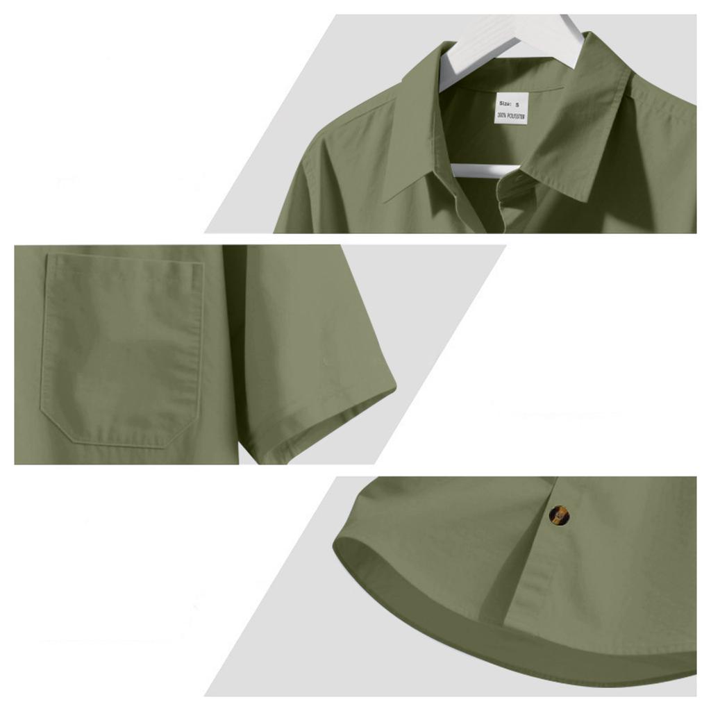 Men's Woven Fabric   Breathable   Business Short-sleeved Large-sized Shirt