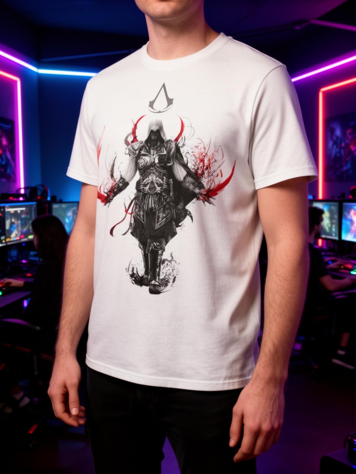 

2026 New Year American Assassins Creed Pattern Tshirt Perfect for Gaming Cosplay or Leisure Outings 4XL