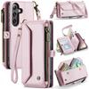 "For Samsung Galaxy S25+ 5G Phone Strap CaseMe C36 Card Slots Zipper Wallet RFID Anti-Theft Leather"