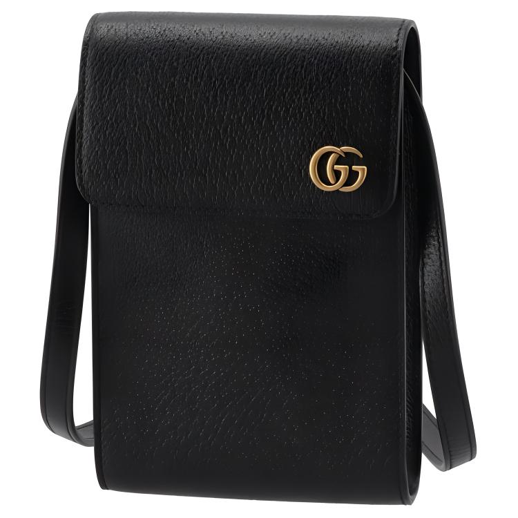 

Gucci Double G Logo Flap Closure Leather Crossbody Shoulder Bag Mini Men bags Black 657590-DJ20T-1000 Box(Basic Set+Box)