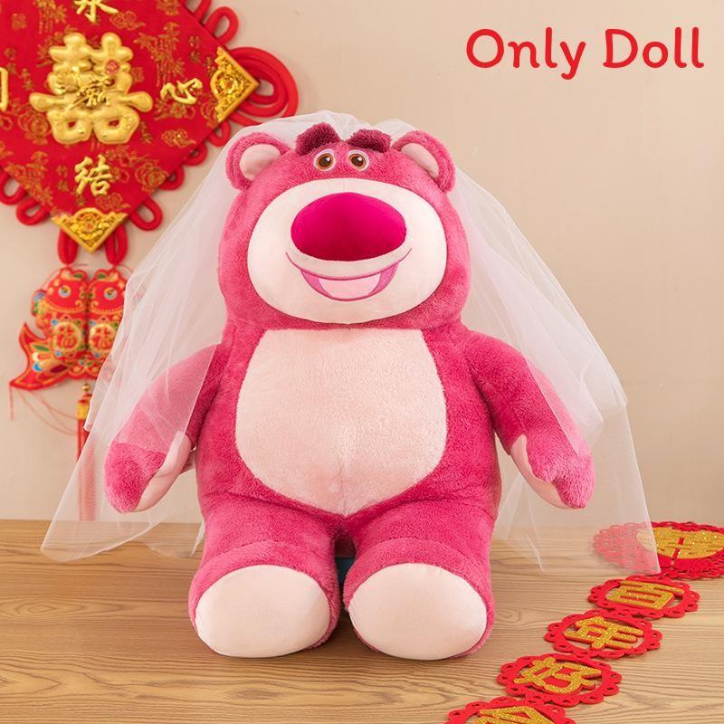 Lotso Tie Bow Veil Bear Plush Toy Cute Cartoon Couple Holiday Girl Doll Gift