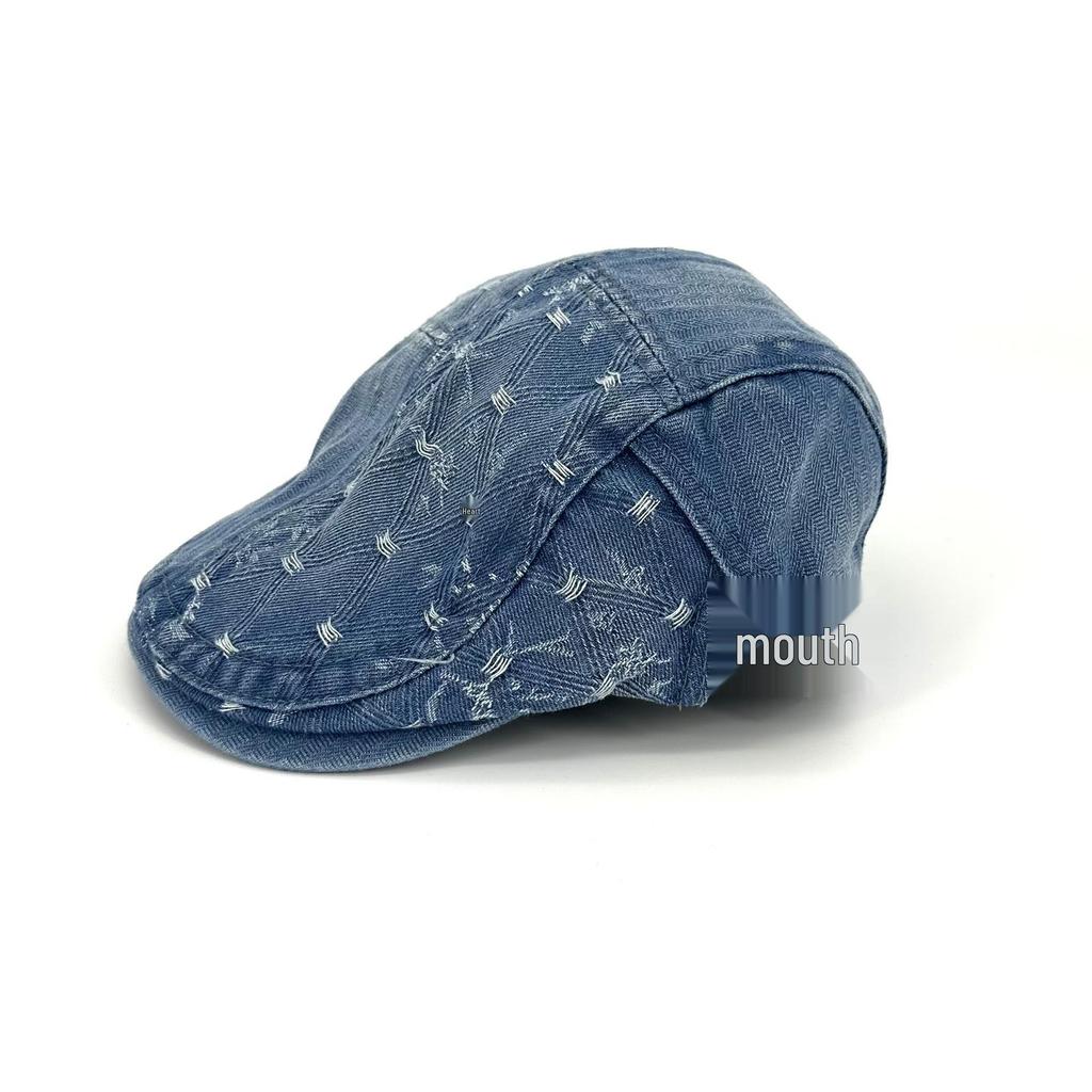 Women's Washable Denim Beret - Spring/Summer British & Japanese Literary Style, Retro Painter's Fashion, Versatile Accessory