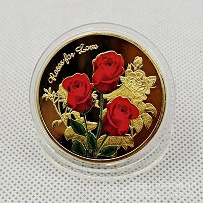 520 Milostných šťastných mincí, Pamětní mince Růže, Dárky k vyznání na Valentýna, Dárky ke Dni žen, Výroba pamětních odznaků
