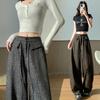 Damen Vintage High-Waist Locker Leopard Print Weite Hosen