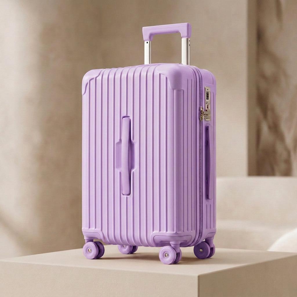 20" Multifunctional PC Suitcase with Front Opening, Universal Wheels, Anti-Theft Lock, and Anti-Fall Design for Leisure Travel.