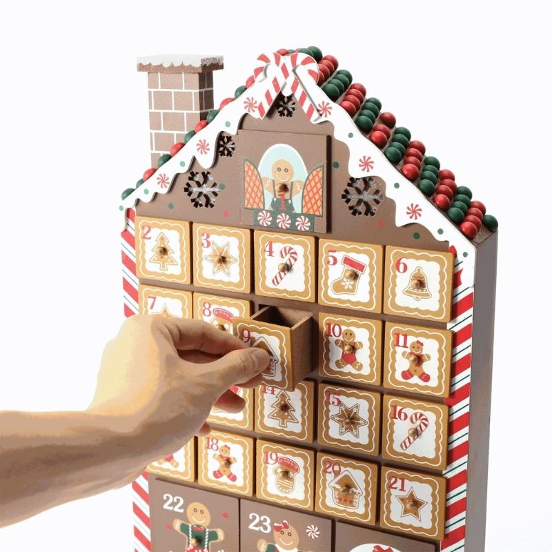Wooden House Christmas Calendar With 24 Numbered Drawers For Storage Candy Chocolate Jewelry Gifts Holiday Decoration