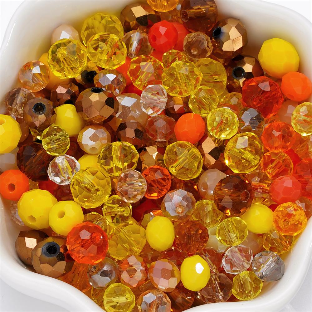 300pcs 4-8mm Mixed Glass Round Faceted Beads Spacer Loose Bead for Bracelet Necklace Phone Chain DIY Jewelry Making Accessories