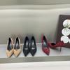 2025 Spring New Velvet Pointed Versatile High Heels