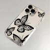 Black Line Butterfly for iPhone17promax Apple 16 Mobile Phone Case 14/13 Fine Hole 15 Anti-drop