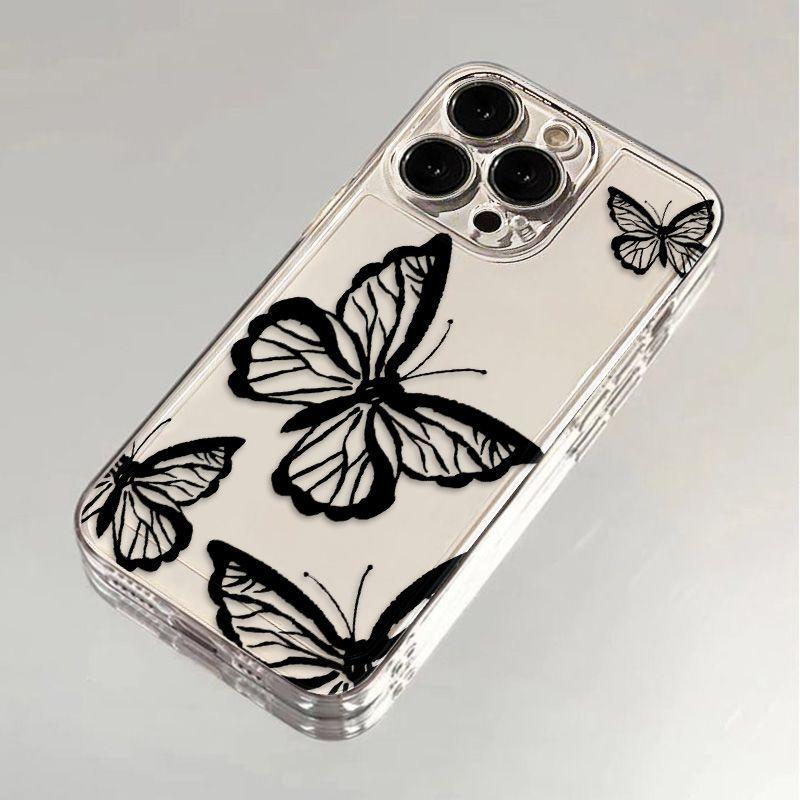 Black line butterfly for iPhone17promax Apple 16 mobile phone case 14/13 fine hole 15 anti-drop