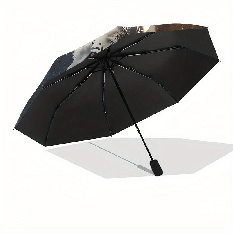 Yin Yang Snow Leopard & Tiger Circle Wall Art DecorUmbrella, Portable 3-Fold Compact Umbrella for Men & Women Gift