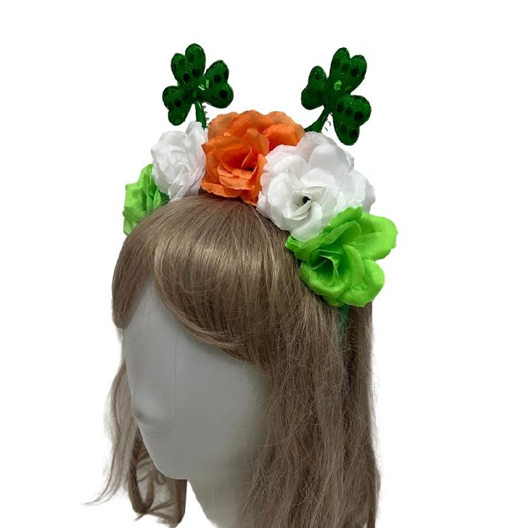StPatrick Shamrock Flower Headband Sequins Hair Hoop Music Festival Headdress