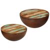  Bowl-shaped Coffee Tables, Set of 2, Solid Reclaimed Wood