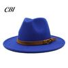 Outdoor Hiking Headwear Wool Felt Fedora Hat, Unisex Panama Hat with Faux Leather Band, Casual Daily Wear Wide Brim Vintage Trilby for Women