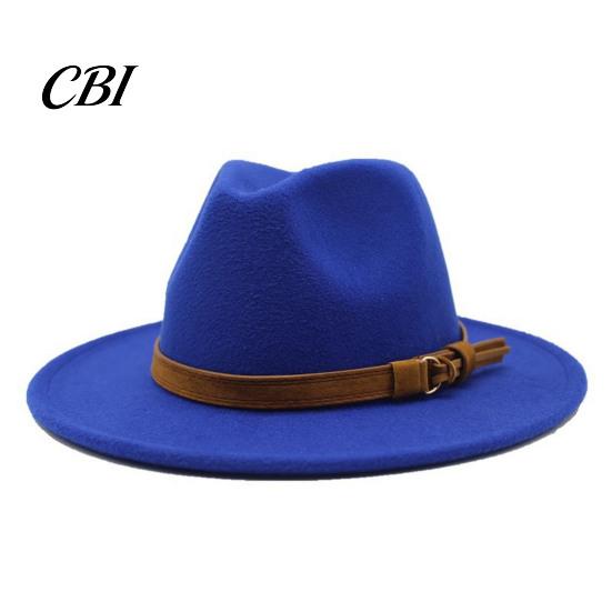 Outdoor Hiking Headwear Wool Felt Fedora Hat, Unisex Panama Hat with Faux Leather Band, Casual Daily Wear Wide Brim Vintage Trilby for Women