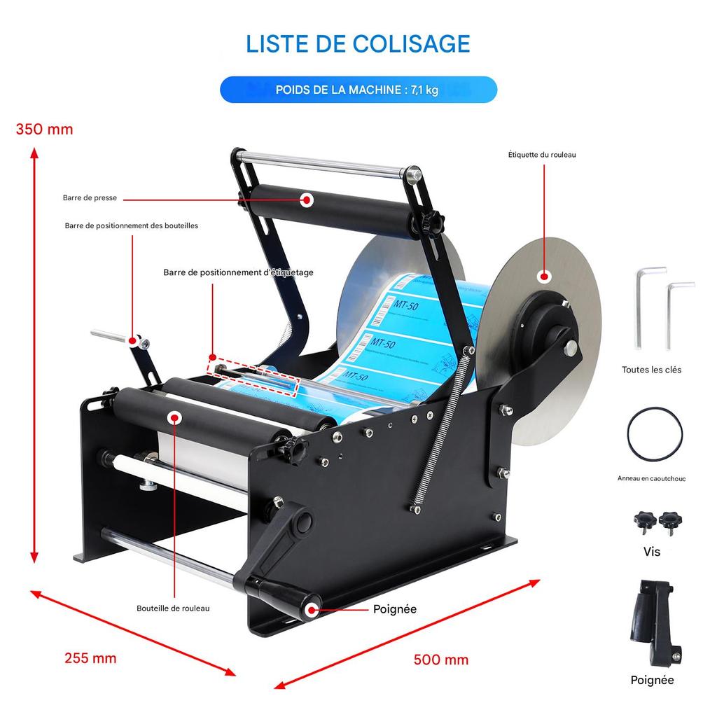 ZONESUN ZS-50W Manual Round Bottle Adhesive Sticker Label Applicator For Plastic Wine Bottle Packing Labeling Machine