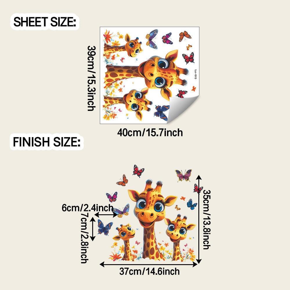 

Мультяшный милый жираф, бабочка и клумба, игровая комната, украшение и облагораживание детской комнаты, наклейки на стену