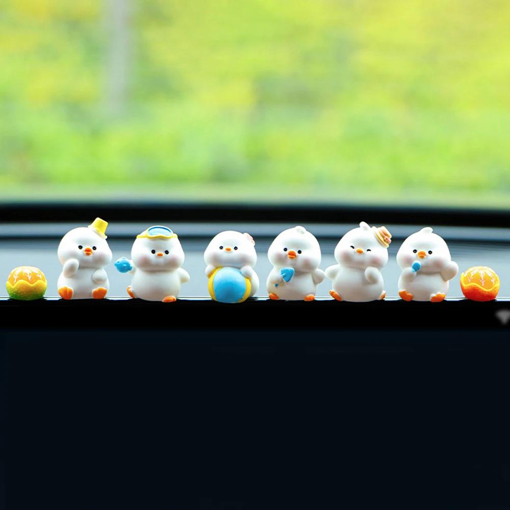 Fun Chicks Cute Mini Duck Bunny Ornaments Car Interior Decor Fairy Garden Home Gift Car Dashboard Rearview Mirror Accessories
