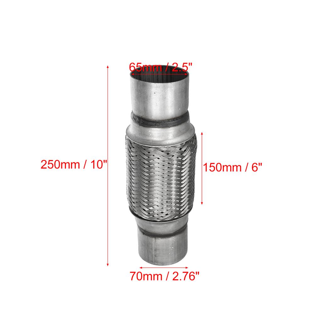 X Autohaux 51mm 58mm 65mm 76mm Stainless Steel Car Muffler Exhaust Flexible Pipe Tubing Universal Exhaust Joint