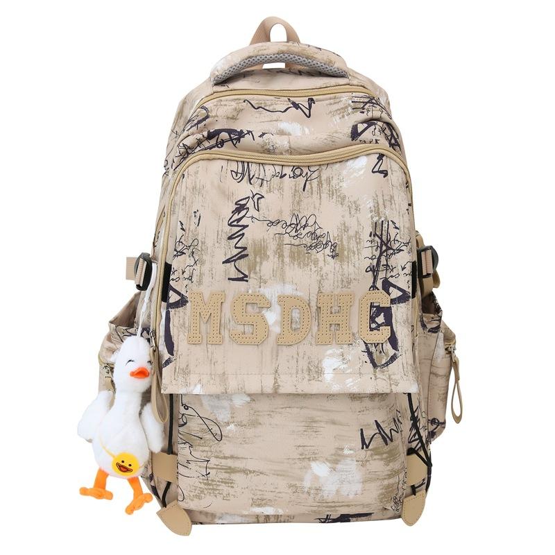 

Мужской рюкзак большой емкости, женский рюкзак с граффити, школьный рюкзак для школьников средней школы хаки