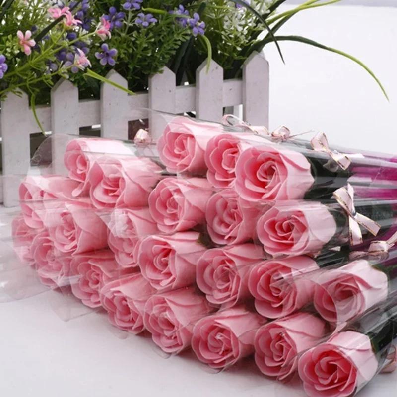 5PCS Rose Bath Body Flower Floral Soap Scented Rose Flower Essential Wedding Valentine'S Day Gift Holding Flowers