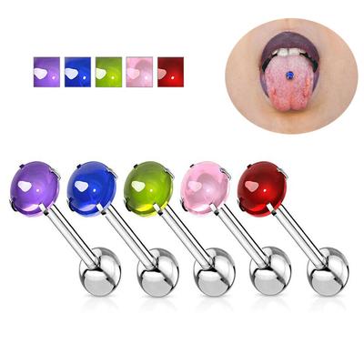 1PC Rodada Cz Aço Cirúrgico Barbell Anel de Língua Piercing Jóias 14G Presente