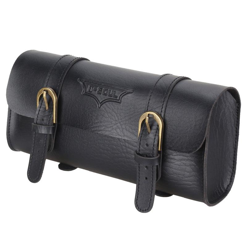 Motorcycle Handlebar Bag Saddlebag, PU Leather Handmade Motorcycle Fork Bag Roll, Durable Storage Tool Pouch with Straps