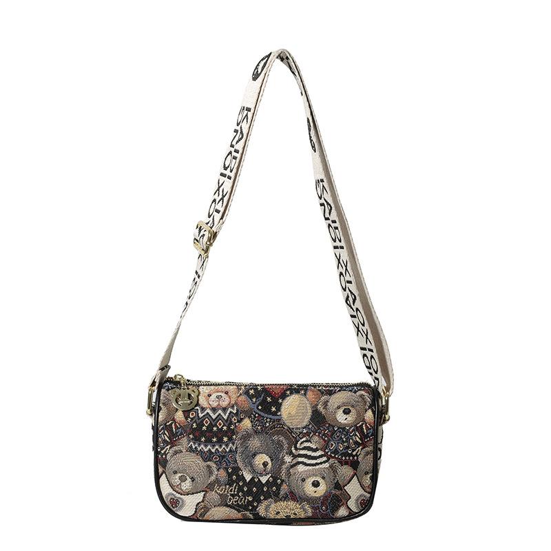 2025 Summer New Fashion Street Small Square Bag Bear Single Shoulder Crossbody Bag