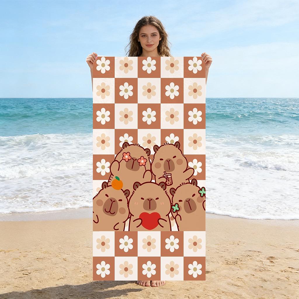 Capybara Cartoon Strandtuch Schnelltrocknend Klein bis Groß Handtuch für Strand Pool Sport Yoga Fitnessstudio Zuhause Handtuch Geschenk für Freund Sandfrei
