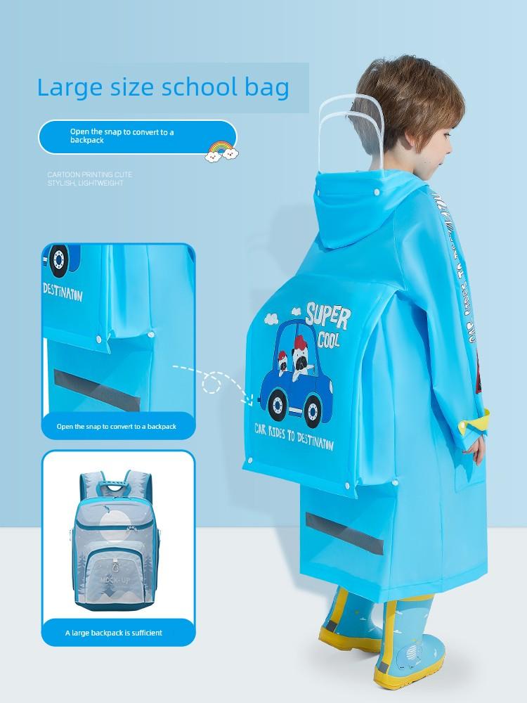 Children's Child Baby Raincoat with Schoolbag