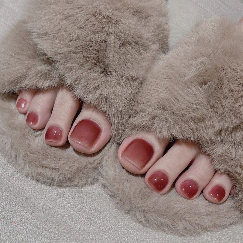 

Wearing Nails Toenails Wearing Nails Nail Stickers 2025 Fancy Manicure Removable Toe Nail Tip ZF28# Milk Bubble Red Apricot (Send Kit)