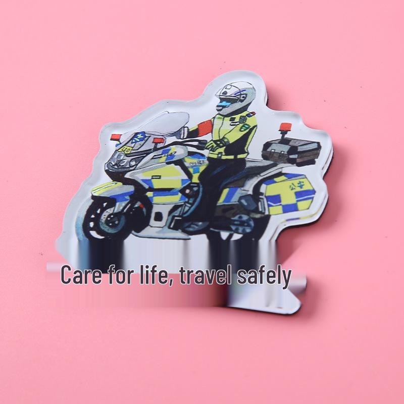 Cartoon Police Uncle Refrigerator Magnet - Custom Traffic Safety Gift