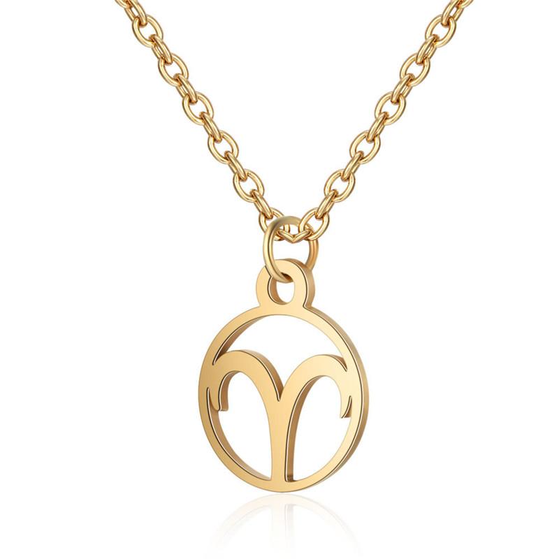 Simple Round 12 Zodiac Sign Necklaces for Men Women Classic Virgo Leo Libra Scorpio Sagittarius Pendant Necklace Birthday Gift