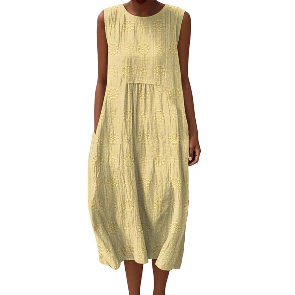 Summer European and American women's new sleeveless seaside vacation D printing dress