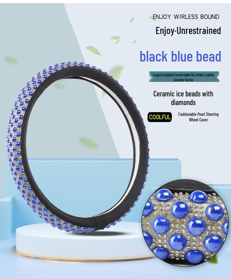 Women's Ceramic Ice Bead Diamond Steering Wheel Cover - Non-slip, Universal, Four Seasons
