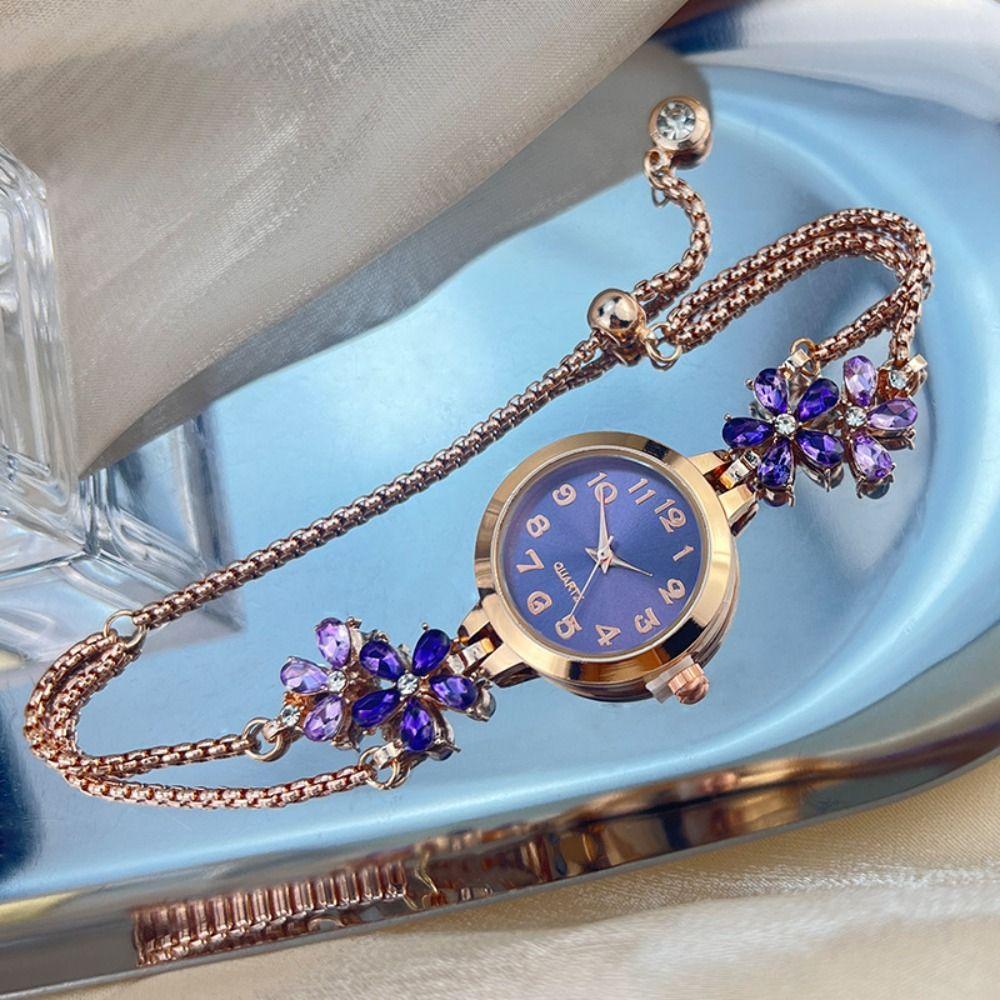 Flower Quartz Wristwatch Ladies Business Watches Elegant Rhinestone Quartz Watch  Casual Wear